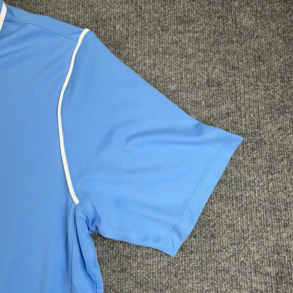 Nike Polo Shirt Mens Large Blue Dri-FIT Golf Performance Piped Short Sleeve
